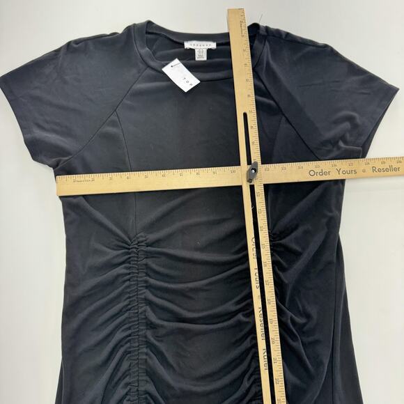 Topshop Dress Womens 10 Black‎ Ruched Drawstring Bodycon T-Shirt Mini Stretch - Picture 6 of 7